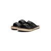 Pantolette TOMMY HILFIGER "FLEX JUTTE HILFIGER LTH SANDAL", Herren, Gr. 43, schwarz, Leder, Lederimitat, modisch, Schuhe, Sommerschuh, Schlupfschuh mit Ziernähten