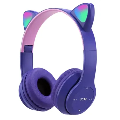 Drahtlose Kopfhörer Cat Ear Gaming Headset Glow Light Bluetooth-kompatible Helme Niedliche Over-Ear-Headsets für Kinder und Erwachsene Image