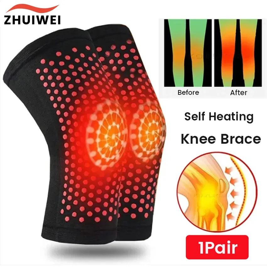 1 Paar selbsterwärmende Unterstützung Knieschoner Knieorthese warm für Arthritis Gelenkschmerzlinderung Verletzungen Erholungsgürtel Kniemassagegerät Beinwärmer Image
