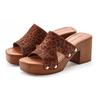 Pantolette FRENCH CONNECTION, Damen, Gr. 40, braun (leo), Obermaterial: 100% Rindsleder. Futter: 100% Rindsleder. Decksohle: 100% Synthetik. Laufsohle: 100% Synthetik, gemustert, animal-print, modisch, Schuhe, Mule, Sandale, offener Schuh aus Leder...