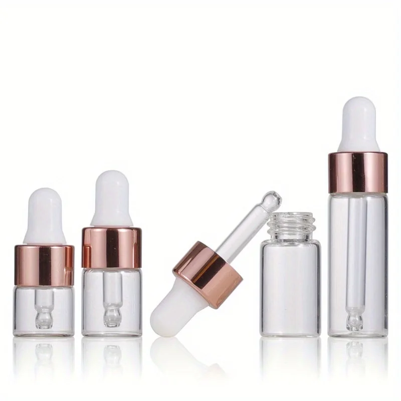 5 stücke 1ml 2ml 3ml 5ml transparente Mini-Tropf flasche mit Pipetten glas ätherische Öl flasche Aromatherapie-Flüssigkeits fläschchen Image