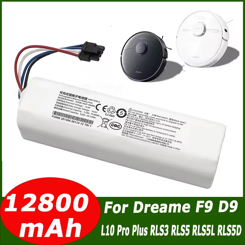 100 % Original-Akku für Dreame Robot Vacuum Mop Cleaner D9 F9 L10 L10 Pro 12800 mAh Lithium-Ionen-Akku 4INR19/66-2 Image