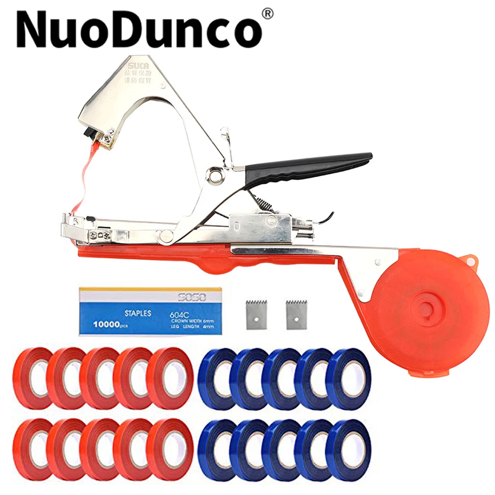 Pflanzenbindemaschine, Klebebandwerkzeug für Tomaten, Weintrauben und Garten-Gemüse, schnelles und einfaches Binden mit Klebeband, Klinge, Heftklammern, Rot Image