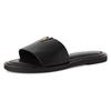 Pantolette MARCO TOZZI, Damen, Gr. 39, schwarz, Leder, unifarben, Basic, Schuhe, Flats, Sommerschuh mit edlem Schmuckelement