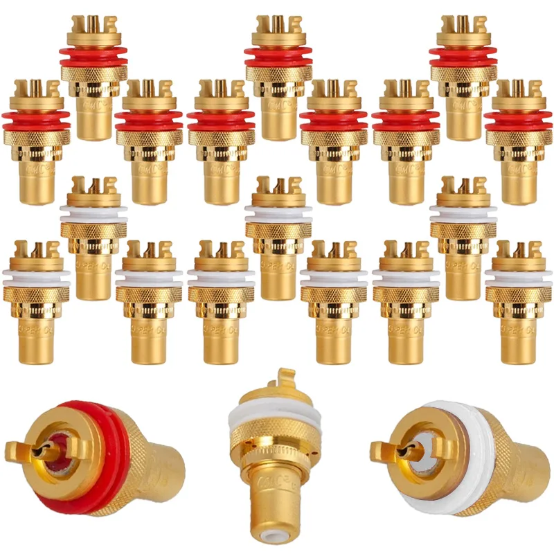 2/4Pcs Kupfer RCA Weibliche Jack Stecker Vergoldet RCA Steckdose Für CMC Audio Lautsprecher Draht Terminals panel Anschlüsse Image