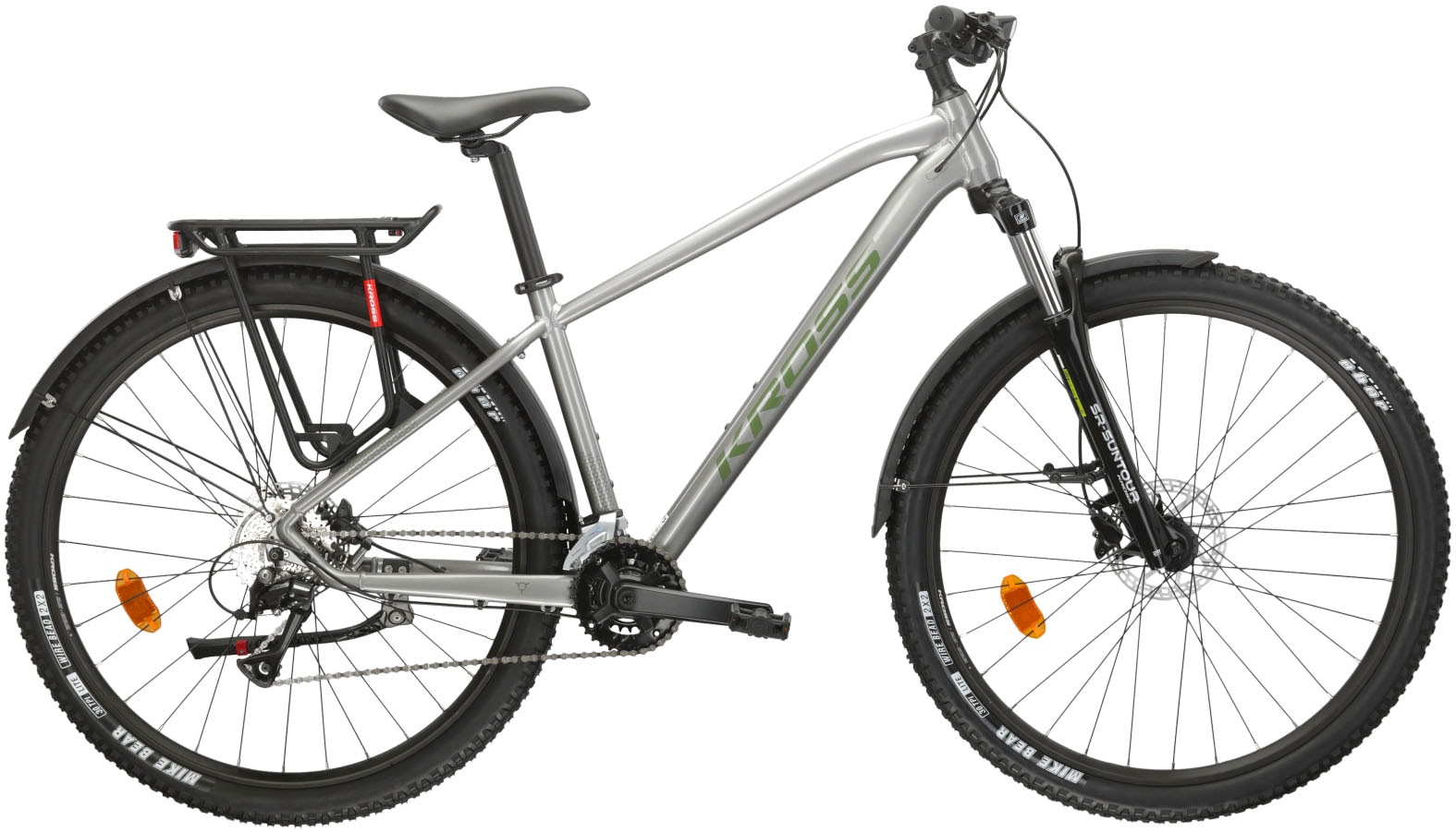 Mountainbike KROSS "KROSS MTB Hardtail Hexagon 4.0 27,5" silber" Gr. 43, silber (silberfarben, schwarz), Fahrräder, 43cm, 27,5 Zoll (69,85cm) hinten: 27,5 Zoll (69,85cm) Image