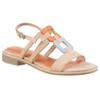 Sandalette MARCO TOZZI, Damen, Gr. 38, beige (beige kombiniert), Textil, Lederimitat, modisch, Schuhe, Blockabsatz, Riemchensandale mit Feel Me-Ausstattung