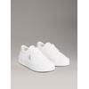 Plateausneaker CALVIN KLEIN JEANS "VULC FLATF LTH SILVER LOGO TAG", Damen, Gr. 41, silber (weiß, silberfarben), Leder, Lederimitat, unifarben mit Farbeinsatz, sportlich, Schuhe, Halbschuh, Schnürschuh, Freizeitsneaker mit Logo