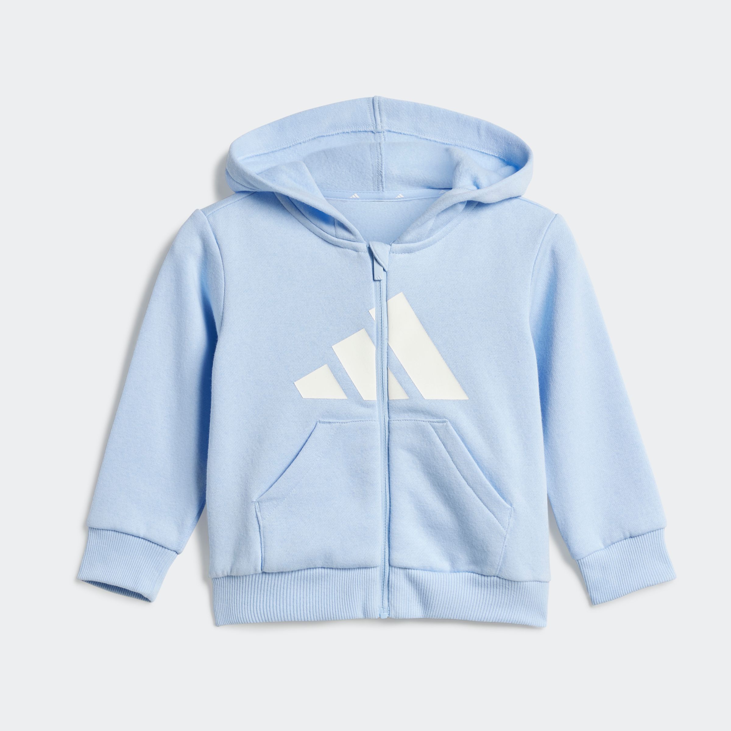 Trainingsanzug ADIDAS SPORTSWEAR "I BL FL FZ TS", Kinder, Gr. 80, blau (glow blau, weiß), Obermaterial: 70% Baumwolle, 30% Polyester, Sportlich, Sportanzüge Image