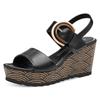 Keilsandalette MARCO TOZZI, Damen, Gr. 39, schwarz, Lederimitat, modisch, Schuhe, Riemchensandale, Sommerschuh mit schmuckbesetzter Zierschnalle