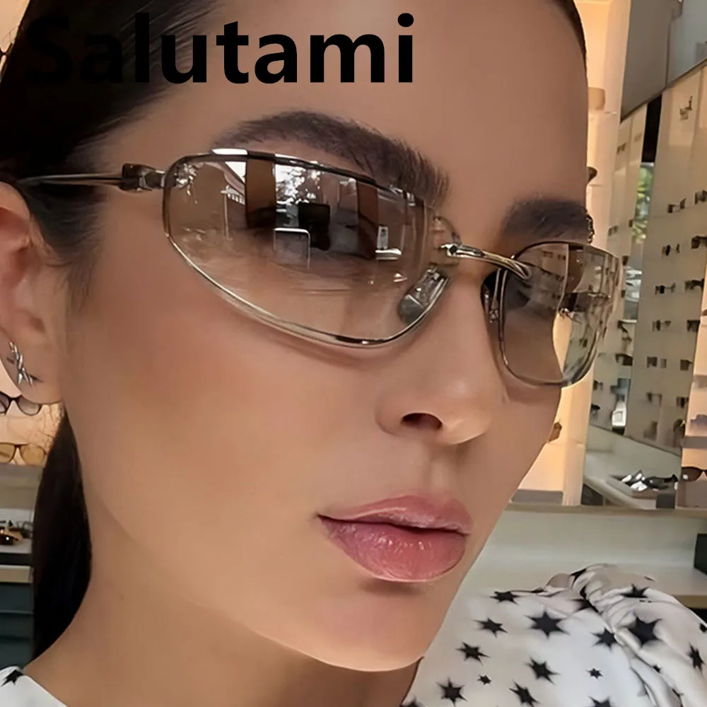 Vintage Allopy Square Y2K Sonnenbrille für Frauen neue Modemarke Silber Farbverlauf Hip Hop Sonnenbrille Damen sexy Farbtöne Fahren