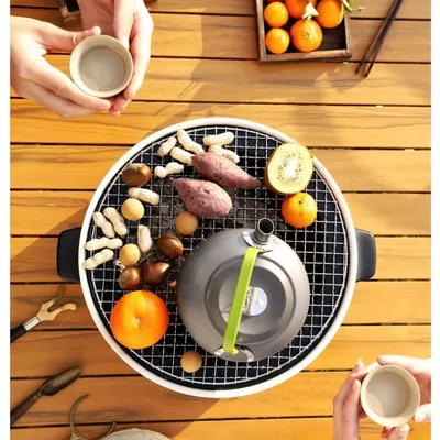 Stahl Barbecue Grill Koreanische Holzkohle Herd Split BBQ Herd Runde Antihaft-Grill Rack für Outdoor Camping Grill Grill BBQ