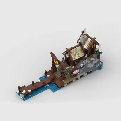 MOC Mittelalterliche Street View Wikinger Erweiterungshütte House of the Jarl DIY kreatives Image