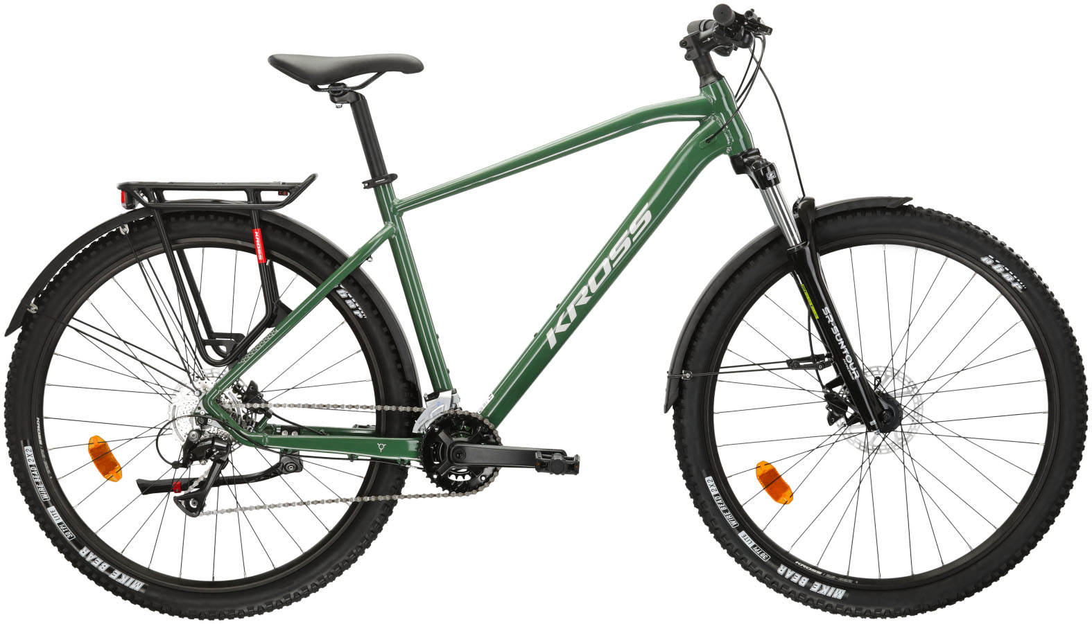 Mountainbike KROSS "KROSS MTB Hardtail Hexagon 4.0 27,5" grün" Gr. 38, grün (grün, schwarz), Fahrräder, 38cm, 27,5 Zoll (69,85cm) hinten: 27,5 Zoll (69,85cm) Image