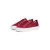 Plateausneaker TOMMY HILFIGER "VULC EMBROIDERED SNEAKER", Damen, Gr. 41, rot, Textil, Lederimitat, sportlich, Schuhe, Freizeitschuh, Halbschuh, Schnürer mit unterlegter TH-Logostickerei