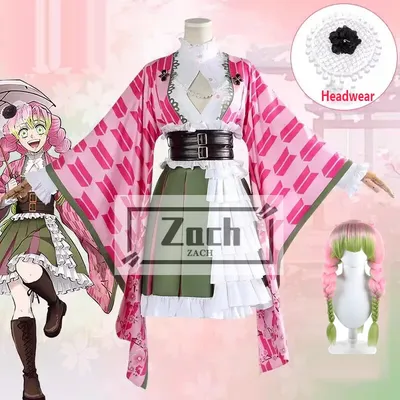 Anime Kanroji Mitsuri Cosplay Kostüm lange Pferdes chwanz Perücke Kanroji Mitsuri 5. Jubiläum Image