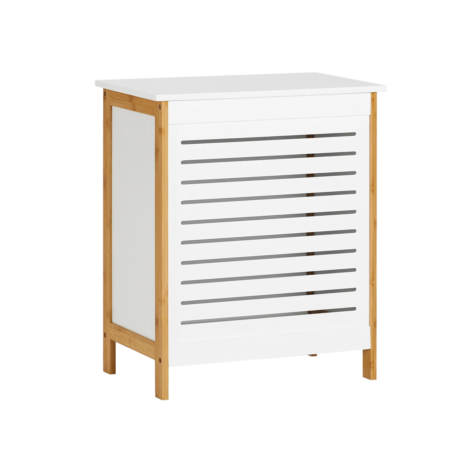 SoBuy FSS66-WN Wäschetruhe Wäschekorb Wäschesammler Wäschetonne mit Deckel Wäschebox Weiß+Natur Image