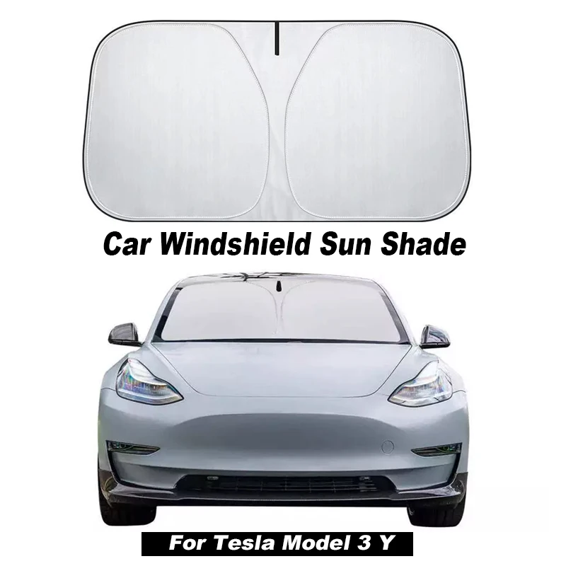 Windschutzscheibe Sonnenblende faltbare Sonnenschutz Abdeckung für Tesla Model Y Juniper/Model3 Highland Frontscheibe UV-Schutz 2021–2025 Image