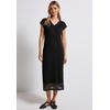 Midikleid STREET ONE, Damen, Gr. 38, EURO-Größen, schwarz, Web, Obermaterial: 73% Baumwolle, 27% Polyester; Unterkleid: 95% Viskose, 5% Elasthan, unifarben, casual, normal wadenlang, V-Ausschnitt, ohne Ärmel abgesteppt, Kleider, in Unifarbe