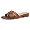 Pantolette MARCO TOZZI, Damen, Gr. 39, braun (cognac), Lederimitat, unifarben, elegant, Schuhe, Blockabsatz, Sommerschuh mit Logodrucken