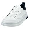 Keilsneaker BUGATTI, Herren, Gr. 46, blau (weiß, navy), Lederimitat, unifarben mit Farbeinsatz, sportlich, Schuhe, Freizeitschuh, Halbschuh, Schnürer mit Kontrastbesatz