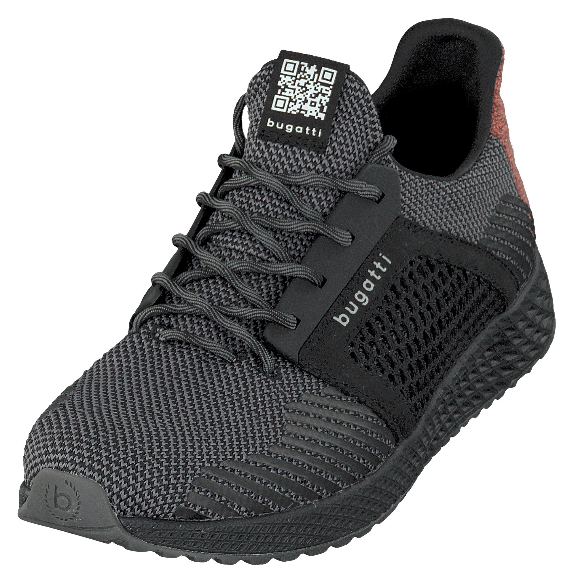 Keilsneaker BUGATTI, Damen, Gr. 42, schwarz (schwarz, grau), Textil, Schuhe, Freizeitschuh, Halbschuh, Schürer mit Kontrastbesatz an der Ferse