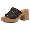 Pantolette TAMARIS, Damen, Gr. 41, schwarz, Textil, Lederimitat, modisch, Schuhe Pantolette, Blockabsatz, Plateau, Sommerschuh in Flechtoptik