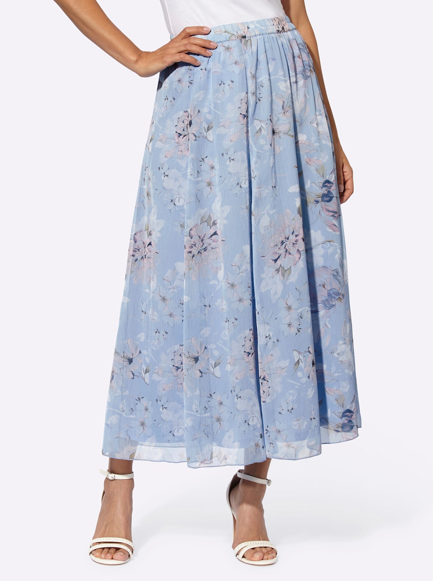 Schlupfrock LADY, Damen, Gr. 23, blau (bleu, ecru, bedruckt), 100% Polyester, geblümt, gemustert, mehrfarbig, lang, Röcke Image