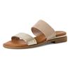 Pantolette TAMARIS, Damen, Gr. 38, grau (taupe kombiniert), Textil, Lederimitat, klassisch, Schuhe, Blockabsatz, Sommerschuh, Schlupfschuh, Businesschuh mit Riemchen