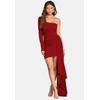 Jerseykleid MODA MINX "Bianca Short Ruffle Dress", Damen, Gr. XL, EURO-Größen, rot (weinrot), 100% Polyester, unifarben, elegant, kurz, Kleider, mit raffiniertem Ruffle-Element