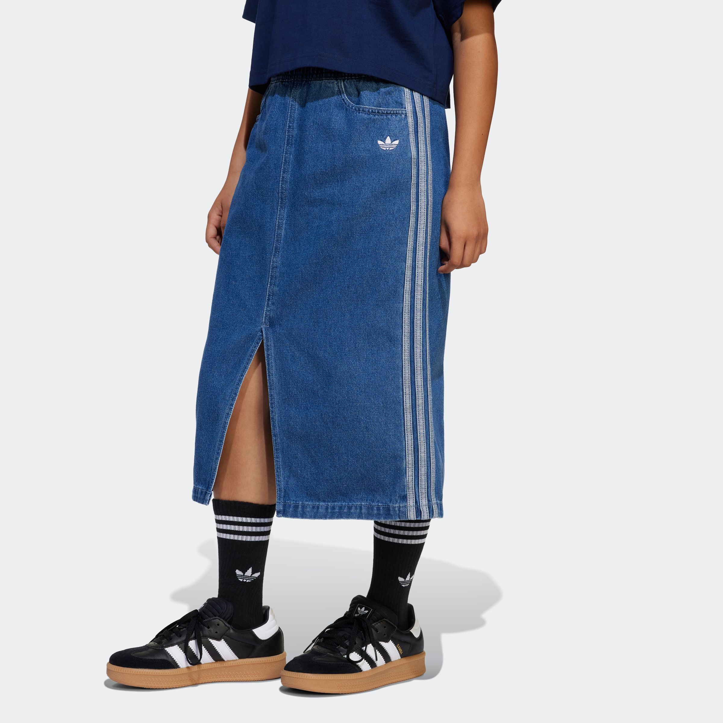 Sweatrock ADIDAS ORIGINALS "SKIRT", Mädchen, Gr. 158, blau (medium blau denim), Obermaterial: 100% Baumwolle, Sportlich, Röcke Image