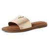Pantolette MARCO TOZZI, Damen, Gr. 37, gold (goldfarben), Leder, metallic, Basic, Schuhe, Flats, Sommerschuh mit edlem Schmuckelement