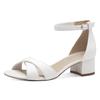 Sandalette TAMARIS, Damen, Gr. 38, weiß (weiß matt), Lederimitat, festlich, Schuhe, Blockabsatz, Abendschuh, Hochzeitsschuh mit gekreuzten Bandagen