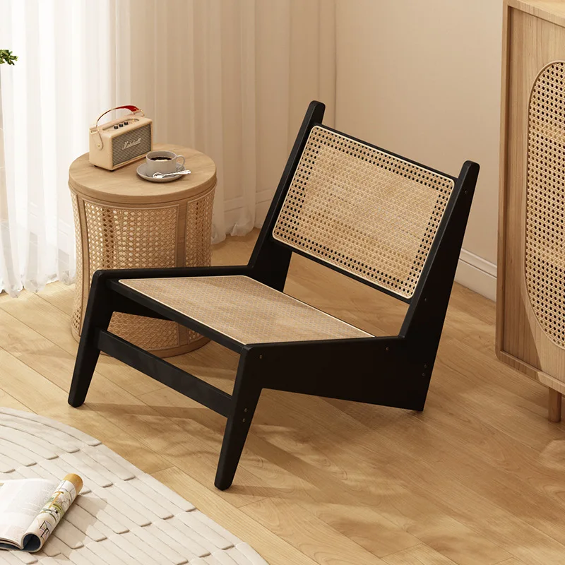 Freizeitstuhl, Schlafzimmer, Einzelsofastuhl, kreativer Homestay-Loungesessel, antiker Wabi sabi Wind Rattan-geflochtener Stuhl, neuer Känguru Image