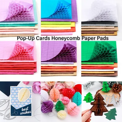 Honeycomb Paper Pads for DIY 3D Craft and Pop-Up Card Honeycomb Tissue Pad Assorted Colors for Craft Project Birthday Add Fun
