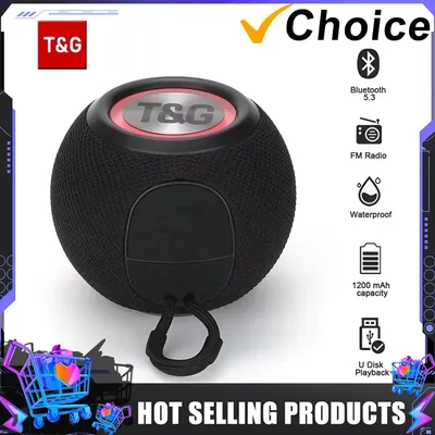 T&G TG337 Bluetooth Speaker Portable TWS Wireless Mini Bass Boombox LED Loudspeaker IPX7 Outdoor