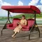 3 in 1 Outdoor Porch Swing with Adjustable Canopy, 3 Seat Outdoor Swing for Adults, Patio Swing
