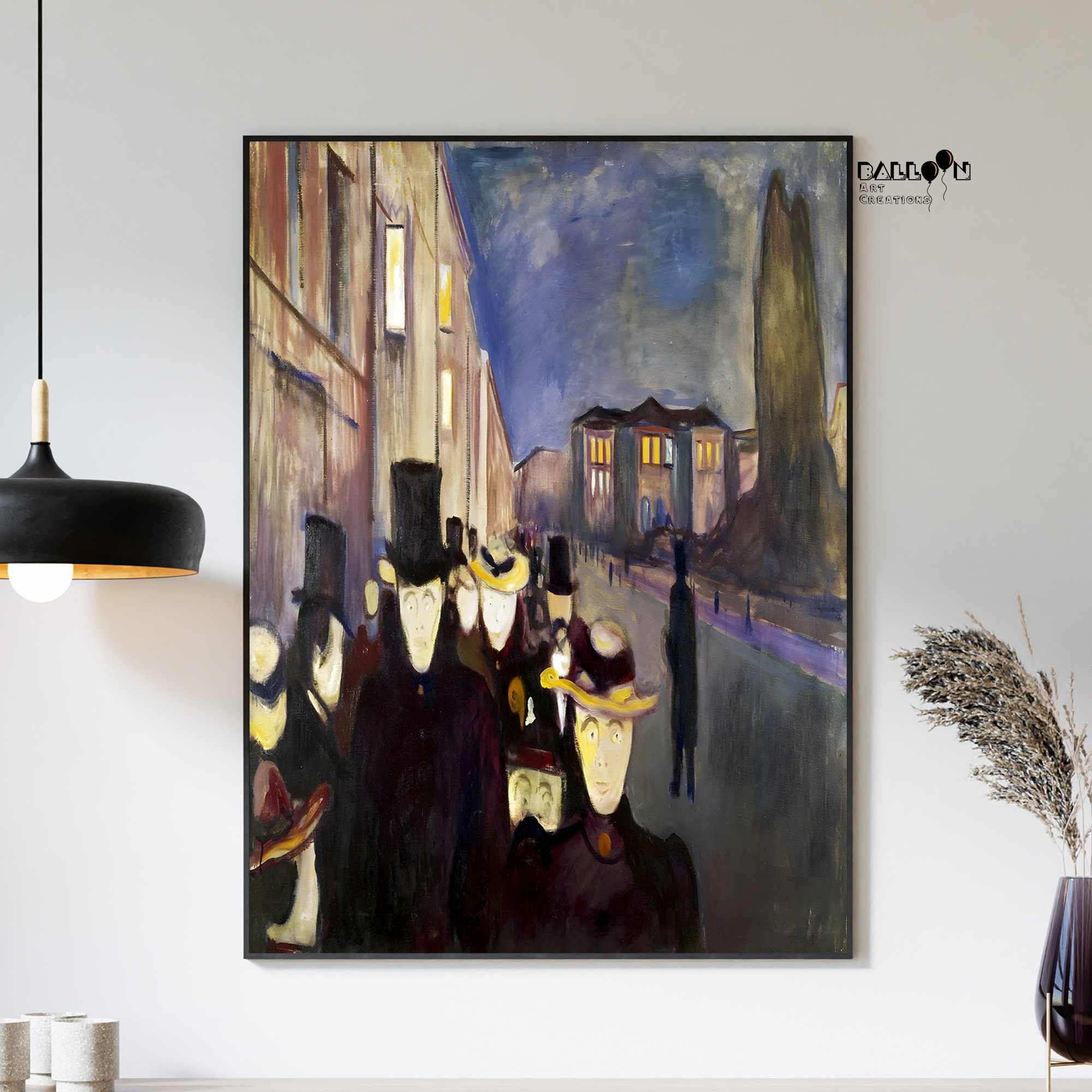 Edvard Munch, Serata su Karl Johan Street, 1892, Poster di Edvard Munch, Ritratto artistico, Poster paesaggistico, Stampa della mostra, Poster da pare