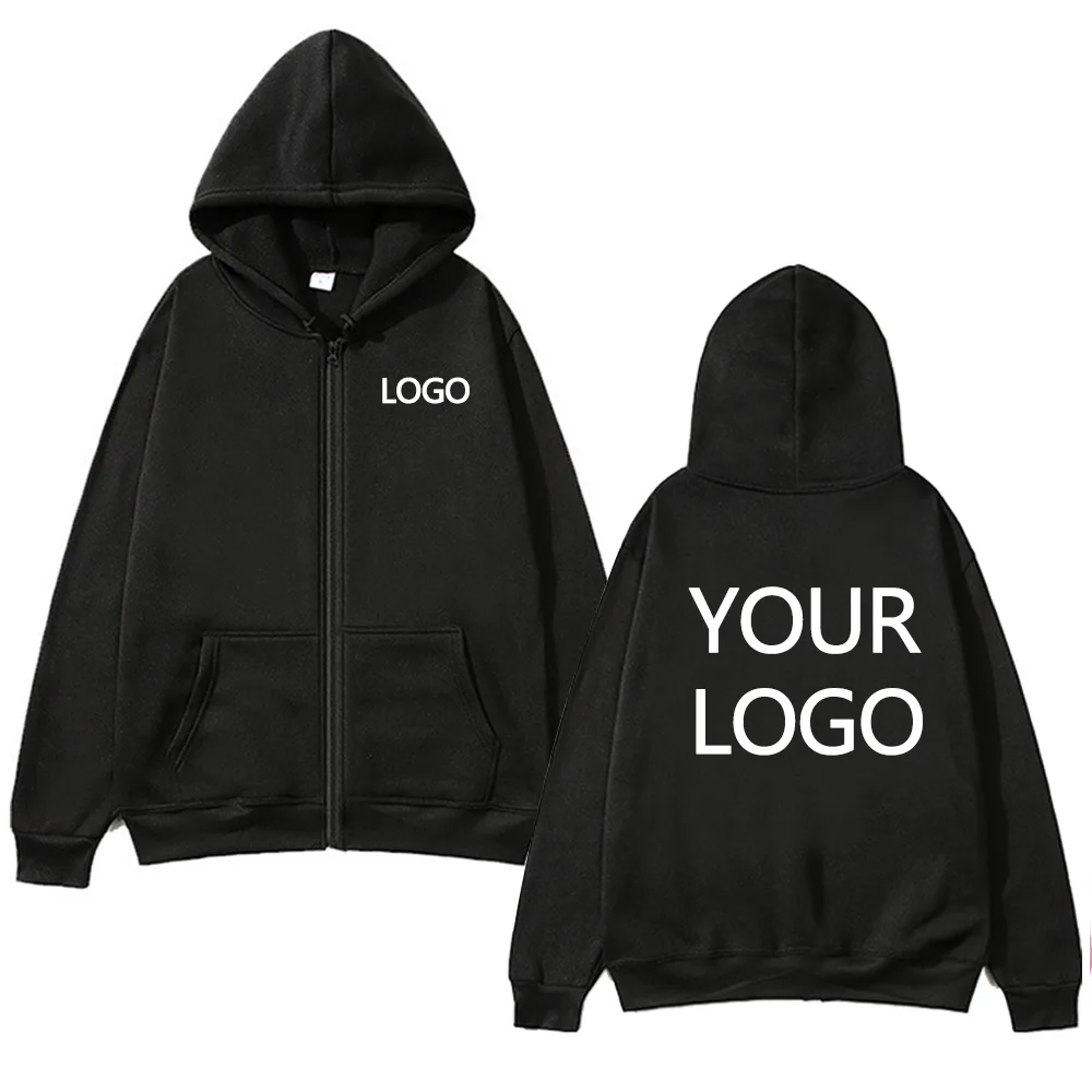 Logo personalizzato personalizzato fai-da-te, felpa con cappuccio da strada da uomo, felpa sportiva con zip frontale, felpa con cappuccio casual lavorata a maglia da donna, regalo per coppia