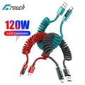 Cavo a molla per auto da 120 W Display digitale Cavo di ricarica rapido da USB C a tipo C retrattile per iPhone 15 16 Samsung Huawei Xiaomi