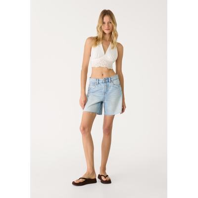 Stradivarius D93 Longline denim shorts with stars Light blue 6
