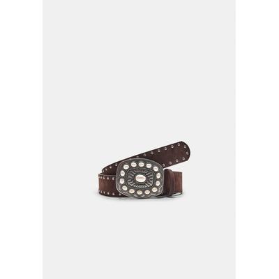 Stradivarius Turquoise stone buckle belt Brown 30