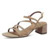 Sandalette TAMARIS, Damen, Gr. 38, braun (hellbraun), Ziegenveloursleder, modisch, Schuhe, Blockabsatz, Abendschuh, Sommerschuh mit verstellbarer Schnalle