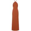 Jerseykleid MODA MINX "Kiki Long Dress", Damen, Gr. XL, EURO-Größen, braun, 100% Polyester, unifarben, elegant, lang, Neckholder, ohne Ärmel, Kleider, mit angesagtem Neckholder-Design