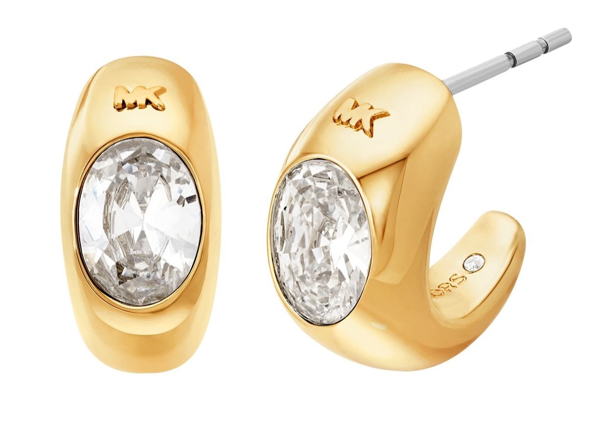 Paar Ohrstecker MICHAEL KORS "Schmuck Geschenk Messing PREMIUM", gold (gelbgoldfarben, messingfarben, kristallweiß, kristallweiß), Ohrringe, Damen, Messing, mit Zirkonia (synth.)