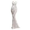 Jerseykleid MODA MINX "Larissa Long Dress", Damen, Gr. M, EURO-Größen, silber (silberfarben), 100% Polyester, unifarben, elegant, lang, ohne Ärmel, Kleider, mit schimmernden Elementen