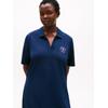 Polokleid TOMMY HILFIGER CURVE "CRV OPEN-NK STAMP REG POLO DRESS", Damen, Gr. 50, N-Gr, blau (schwarz night navy), Obermaterial: 96% Baumwolle, 4% Elasthan, unifarben, casual, regular fit, V-Ausschnitt, Kurzarm, Kleider