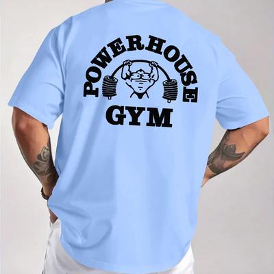 TEMU Round Neck T-shirt With Back Print, Summer Men's Fashionable Versatile Trendy Printed Short Sleeve Image
