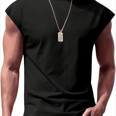 TEMU Men's Lightweight Sleeveless Athletic Vest - Black With Orange Accents, Breathable Polyester For Running, Training & Casual Wear, Outdoor Apparel | Modern Casual Vest | Zipper Vest Image