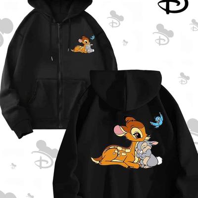 TEMU Licensed & Graphic Hoodie - 100% Polyester 250gsm Warm Casual Pullover With Drawstring Hood, Machine Washable Women's Autumn Winter Sweatshirt Image